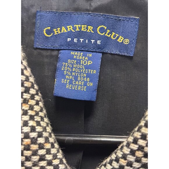 Charter Club Petite Size 10P Black & White Checkered Wool Blend Jacket - Picture 3 of 10